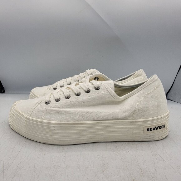 Seavees Monterey Sneaker Platform Womens 9 White Bleach Cotton Canvas Casual - Picture 12 of 13